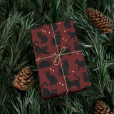 Black Cat Wrapping Paper - Vineyard Red
