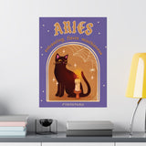 Aries Spooky Cat Astrology Art Print