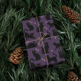 Black Cat Wrapping Paper - Purple