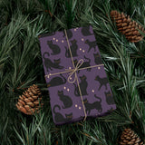 Black Cat Wrapping Paper - Purple