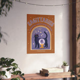 Sagittarius Spooky Cat Astrology Art Print