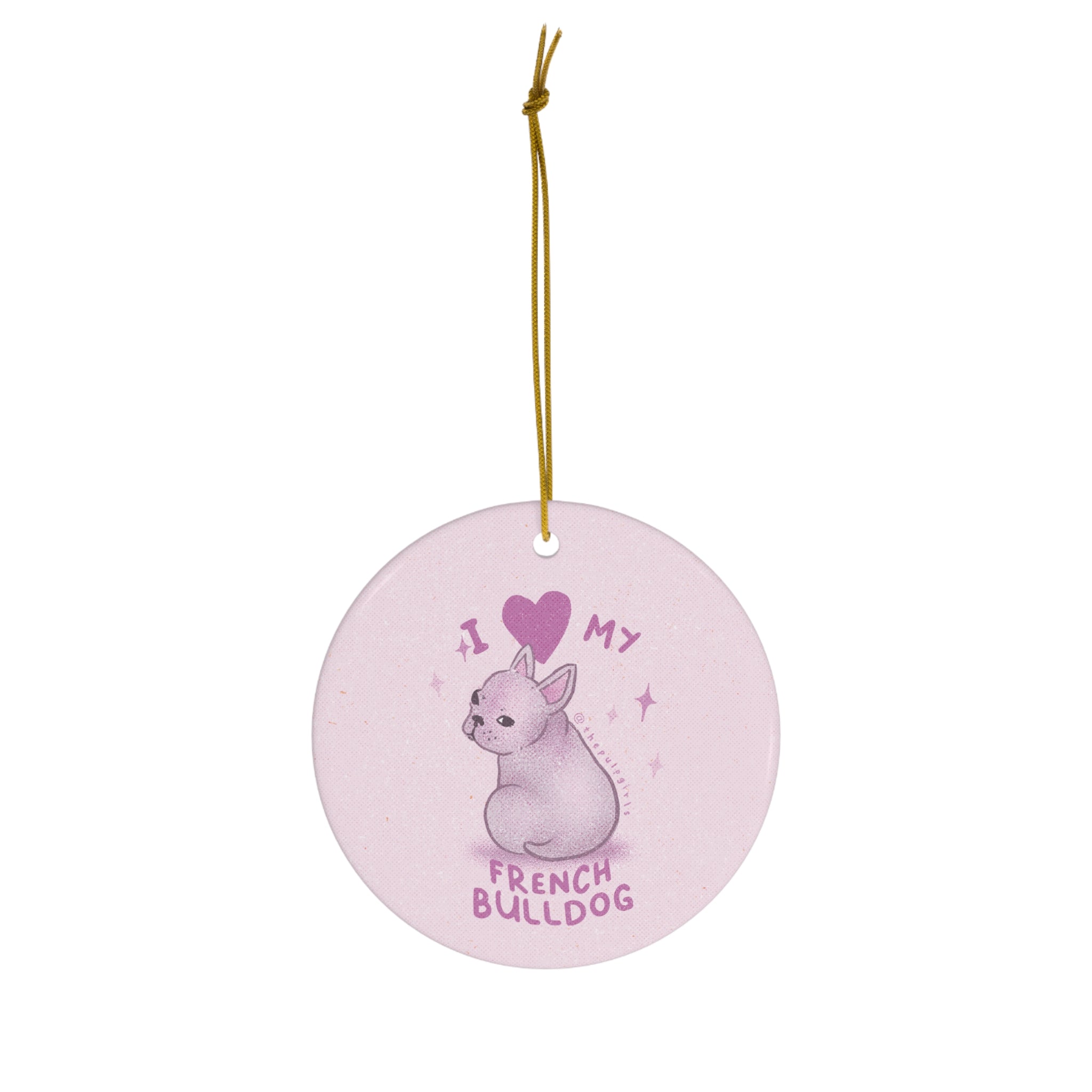 I Love My French Bulldog Ceramic Ornament