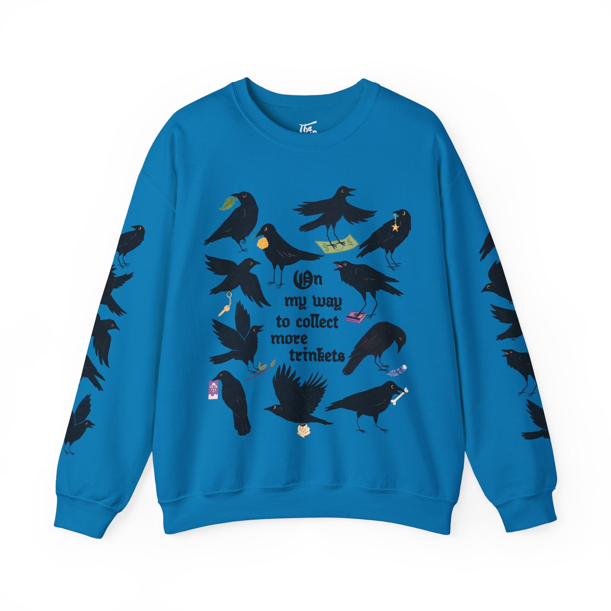 On My Way To Collect More Trinkets Crow Crewneck Sweatshirt