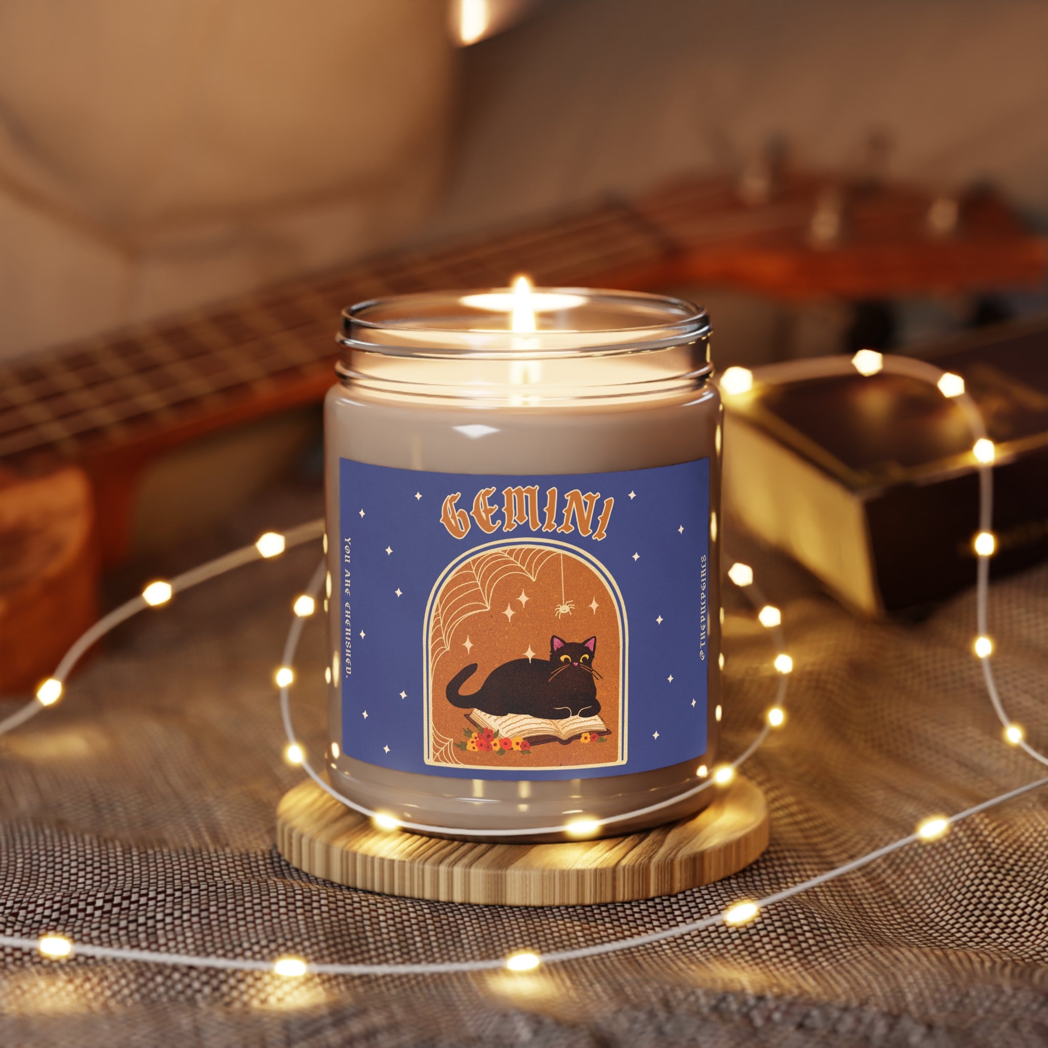 Gemini Spooky Cat Astrology Candle