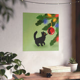 Curious Christmas Cat Art Print
