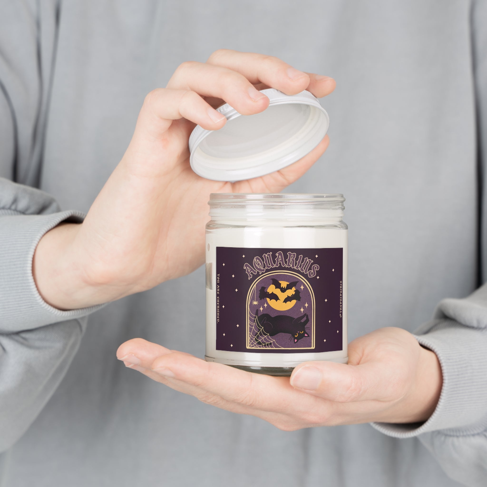 Aquarius Spooky Cat Astrology Candle