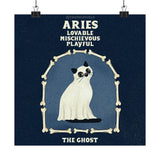 Aries Halloween Cat Art Print