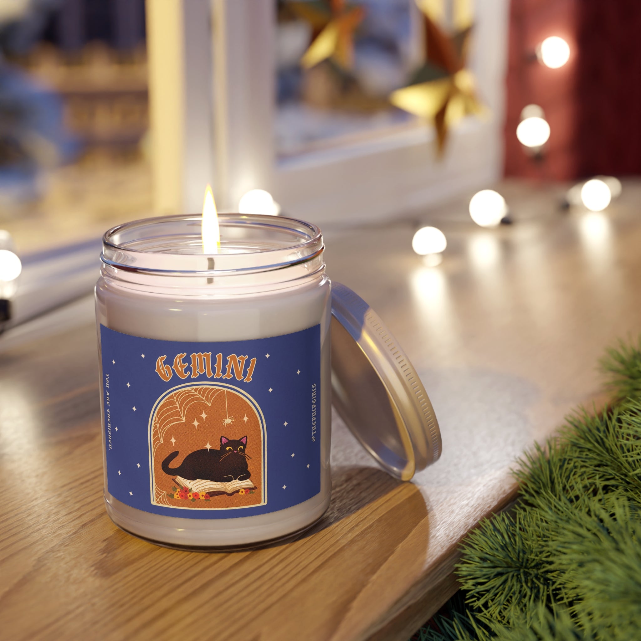 Gemini Spooky Cat Astrology Candle