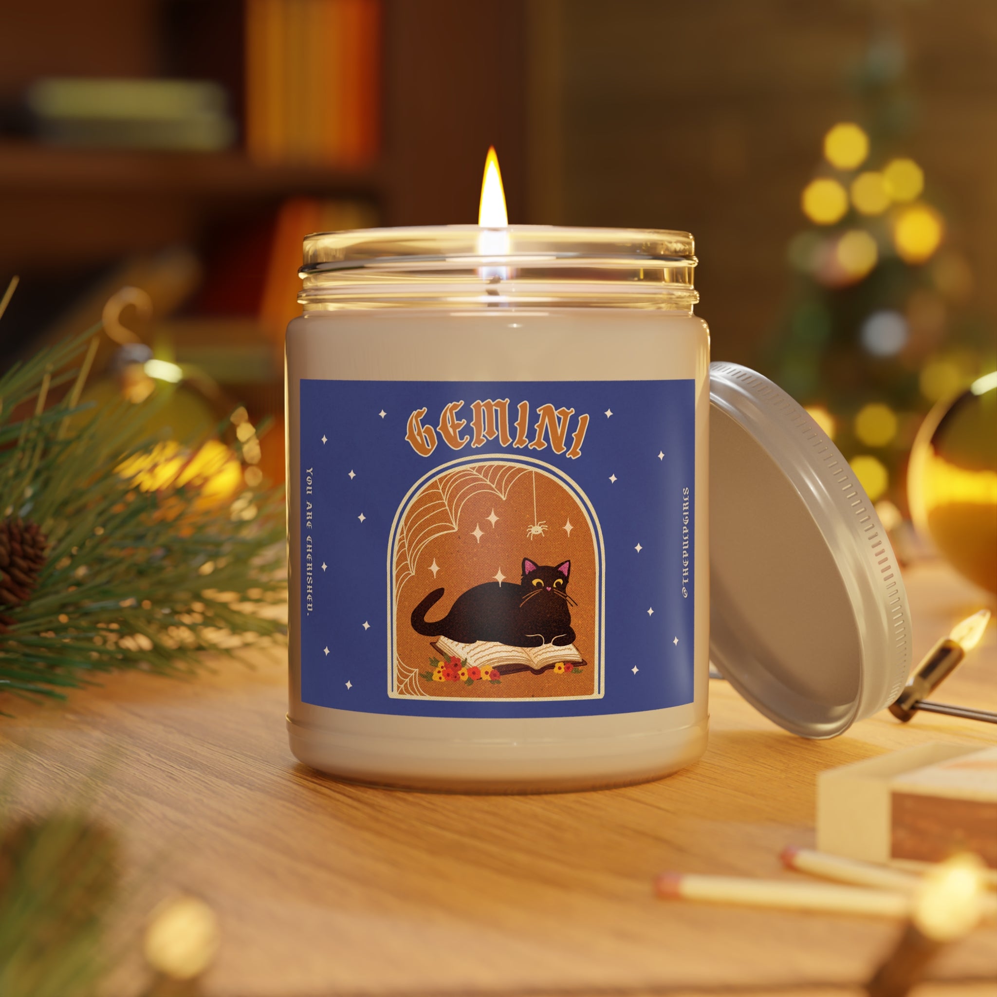 Gemini Spooky Cat Astrology Candle