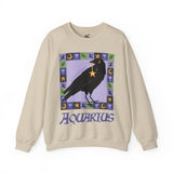 Aquarius Whimsical Crow Crewneck Sweatshirt