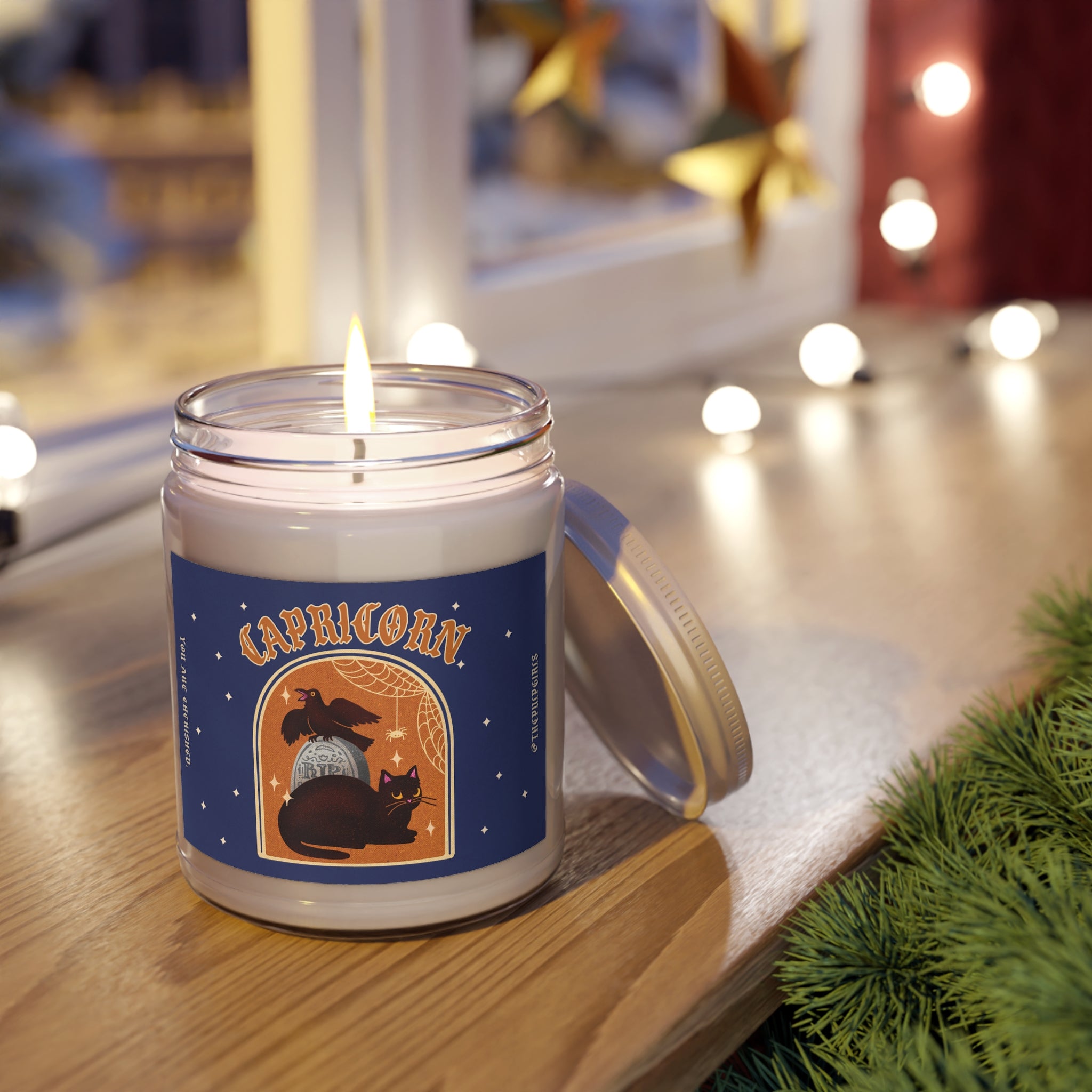 Capricorn Spooky Cat Astrology Candle