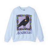 Aquarius Whimsical Crow Crewneck Sweatshirt