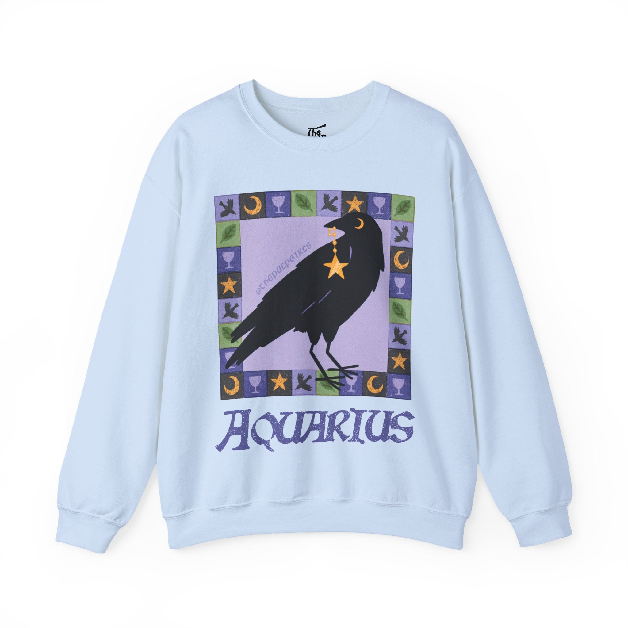 Aquarius Whimsical Crow Crewneck Sweatshirt