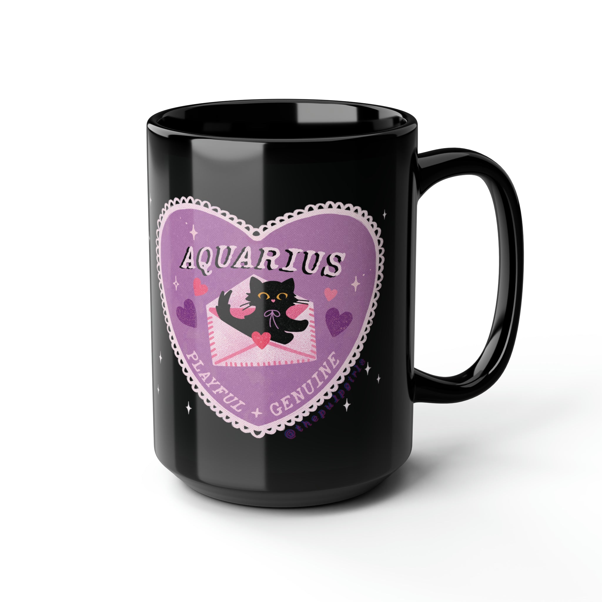 Love Cat Astrology Mug - Aquarius 15oz