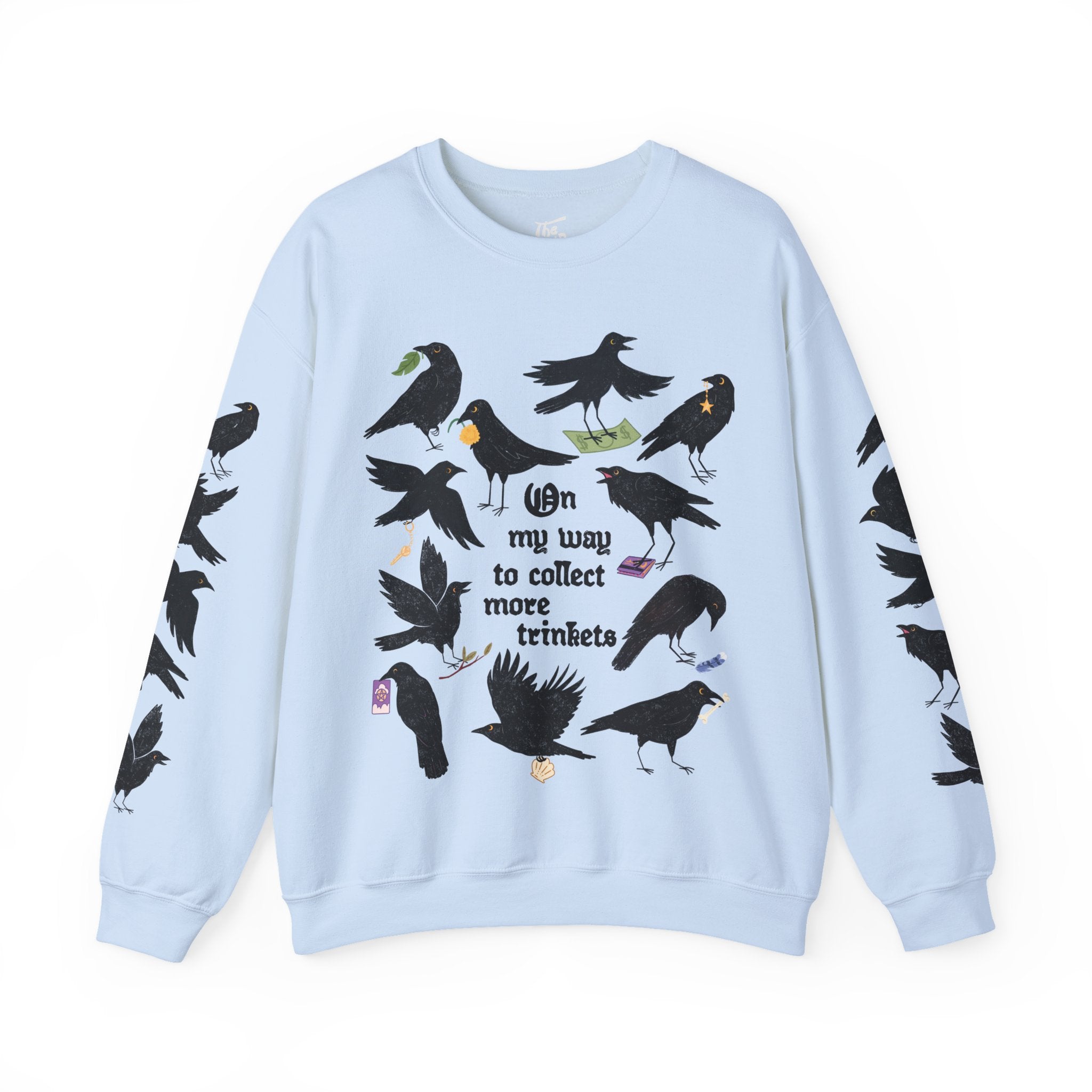 On My Way To Collect More Trinkets Crow Crewneck Sweatshirt