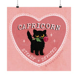 Capricorn Love Cat Art Print