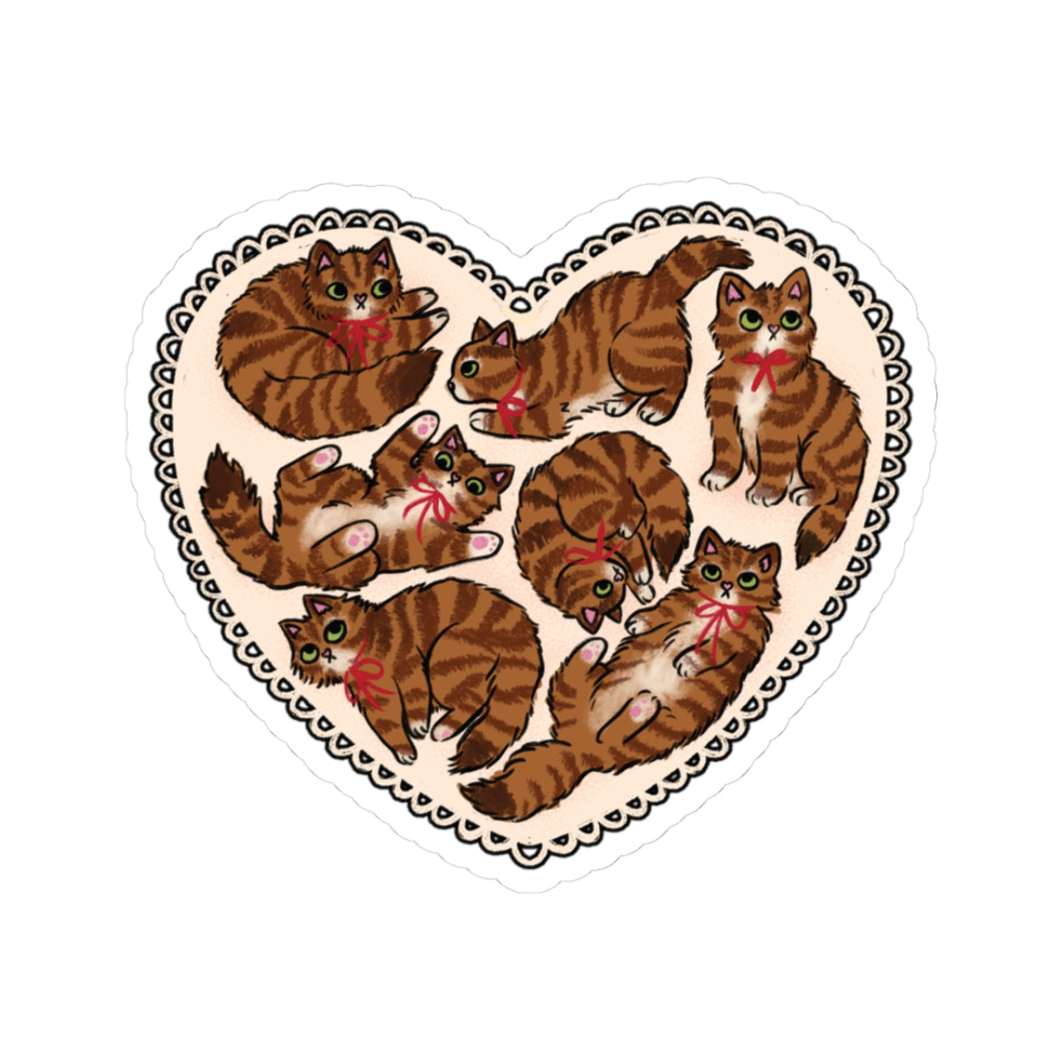 Kitty Heart Kiss-Cut Stickers