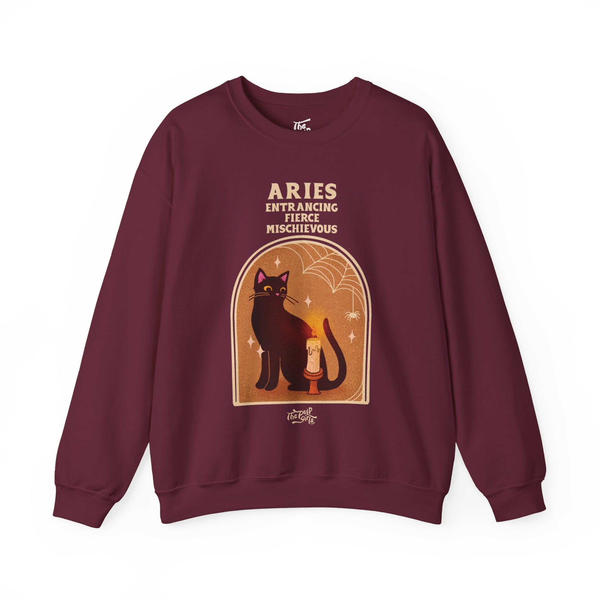 Spooky Aries Cat Astrology Crewneck