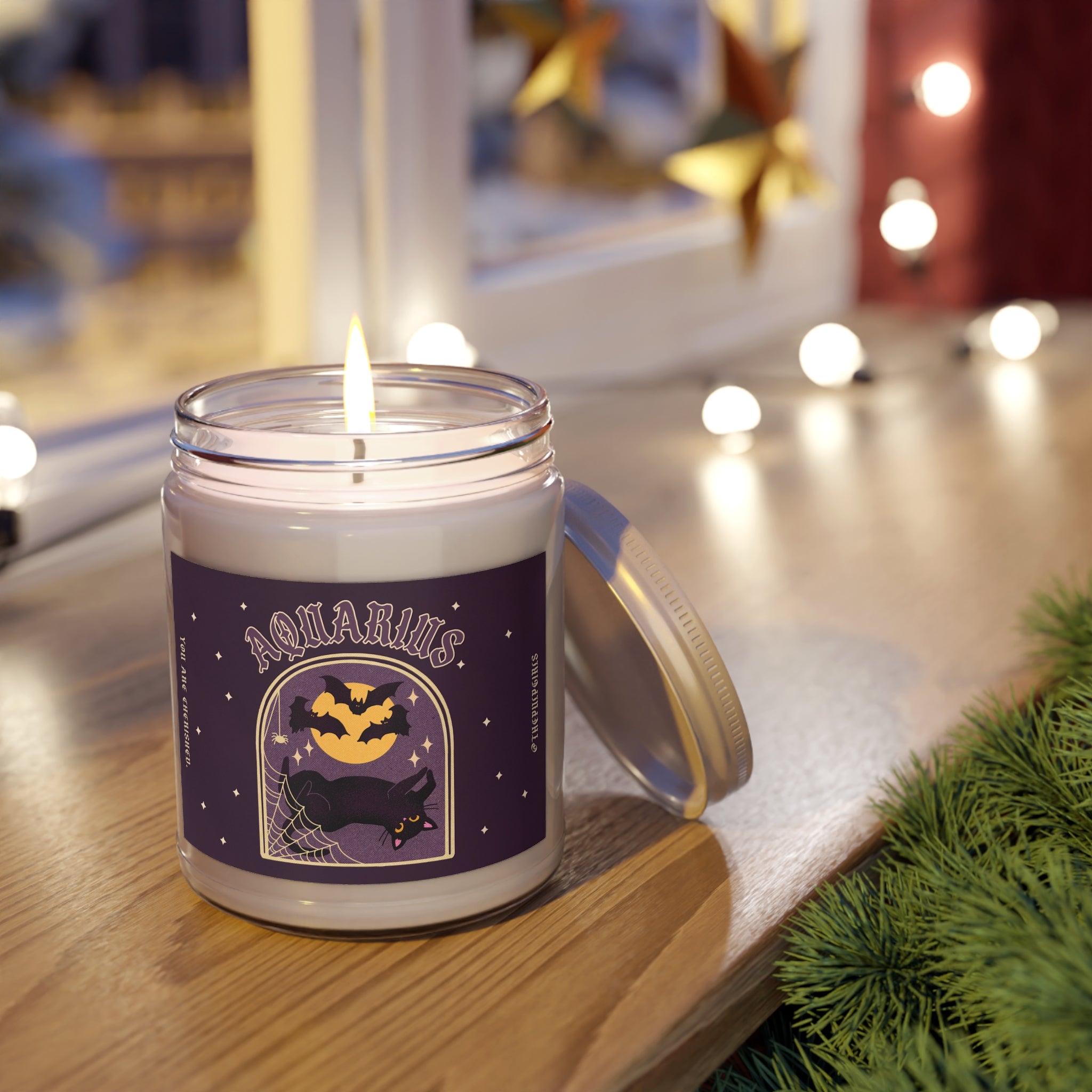Aquarius Spooky Cat Astrology Candle