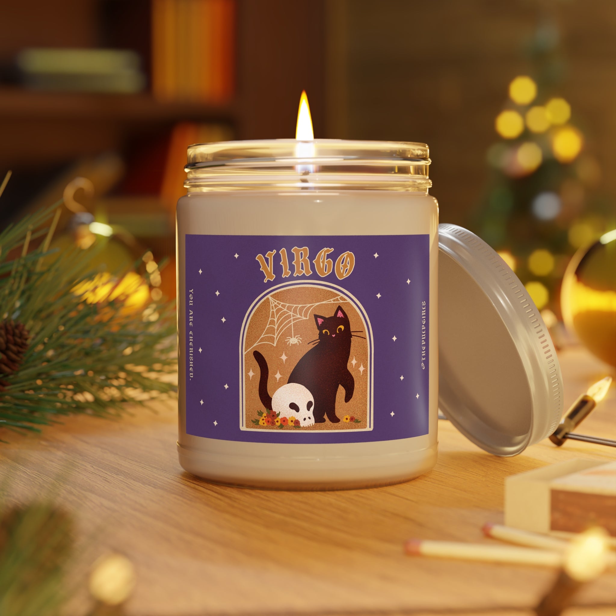 Virgo Spooky Cat Astrology Candle