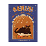 Gemini Spooky Cat Astrology Art Print