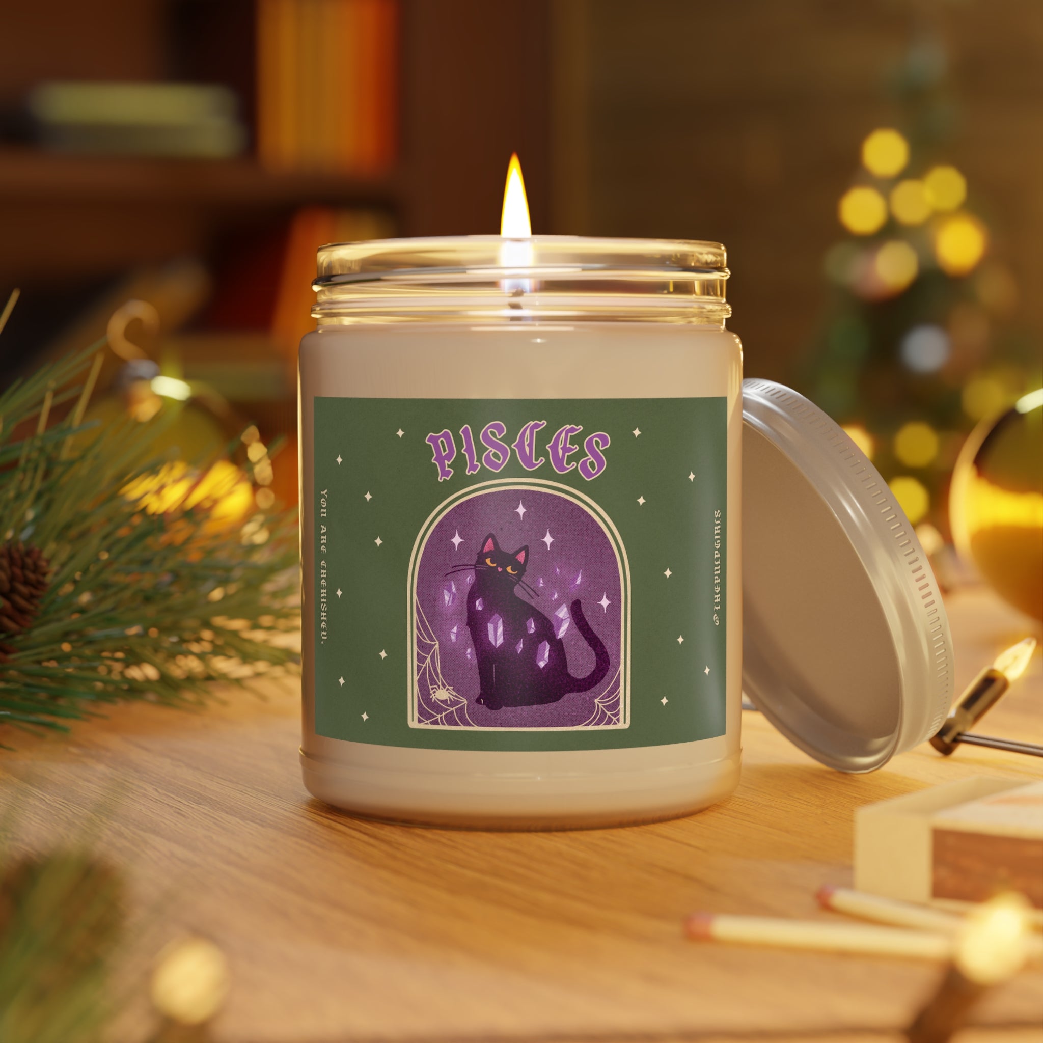Pisces Spooky Cat Astrology Candle