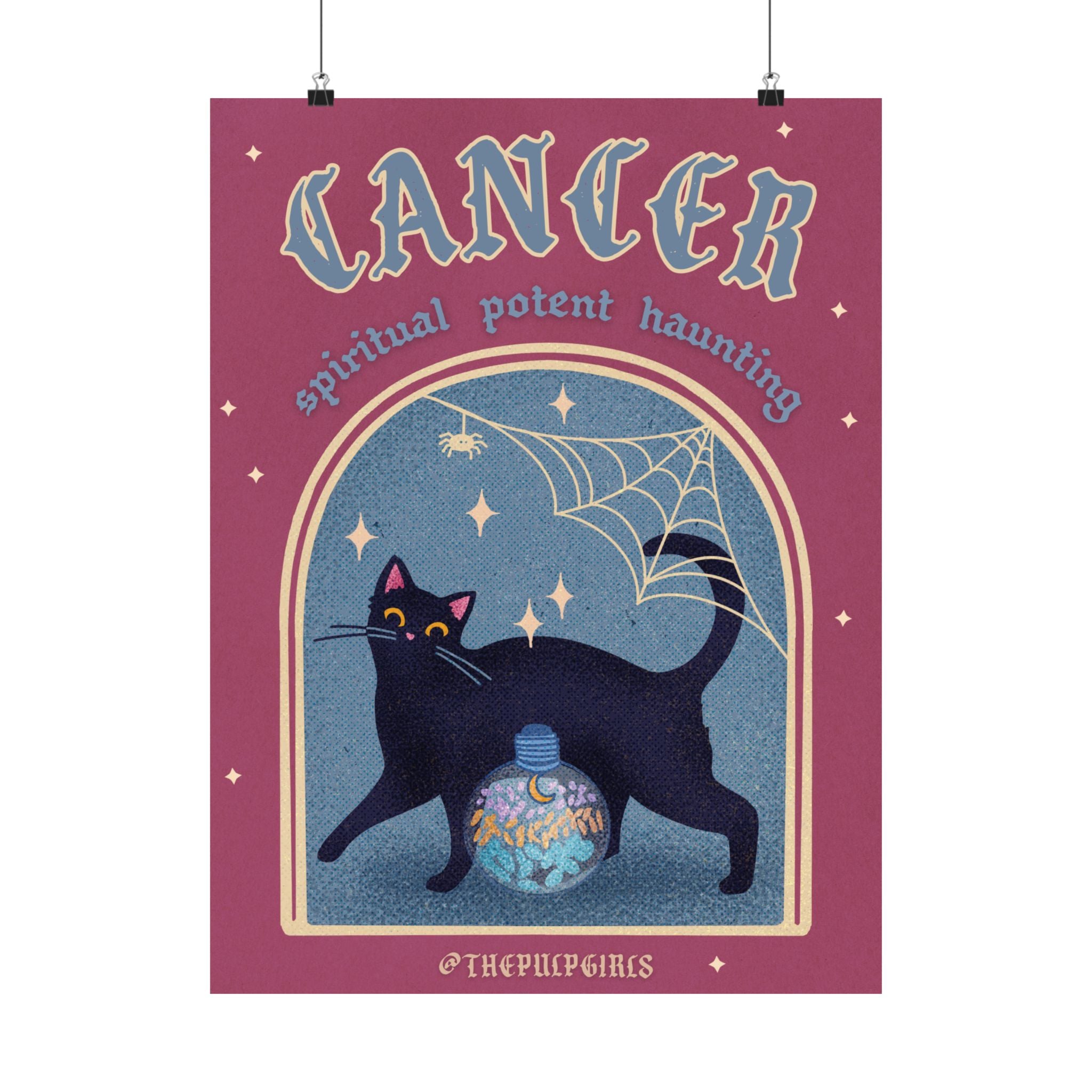 Cancer Spooky Cat Astrology Art Print