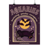 Aquarius Spooky Cat Astrology Art Print