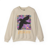 Pisces Whimsical Crow Crewneck Sweatshirt