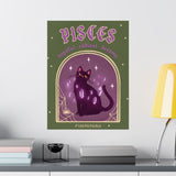 Pisces Spooky Cat Astrology Art Print