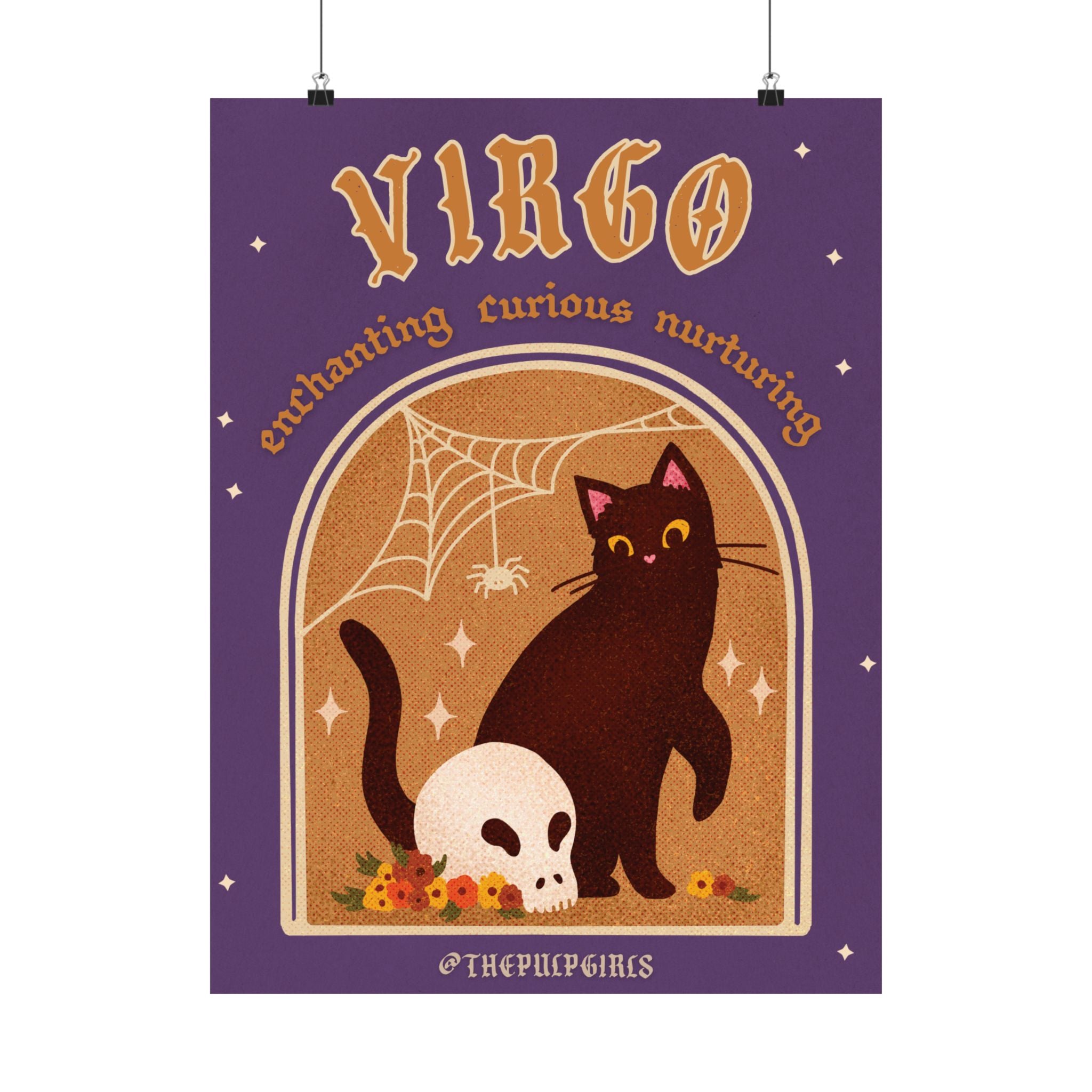 Virgo Spooky Cat Astrology Art Print