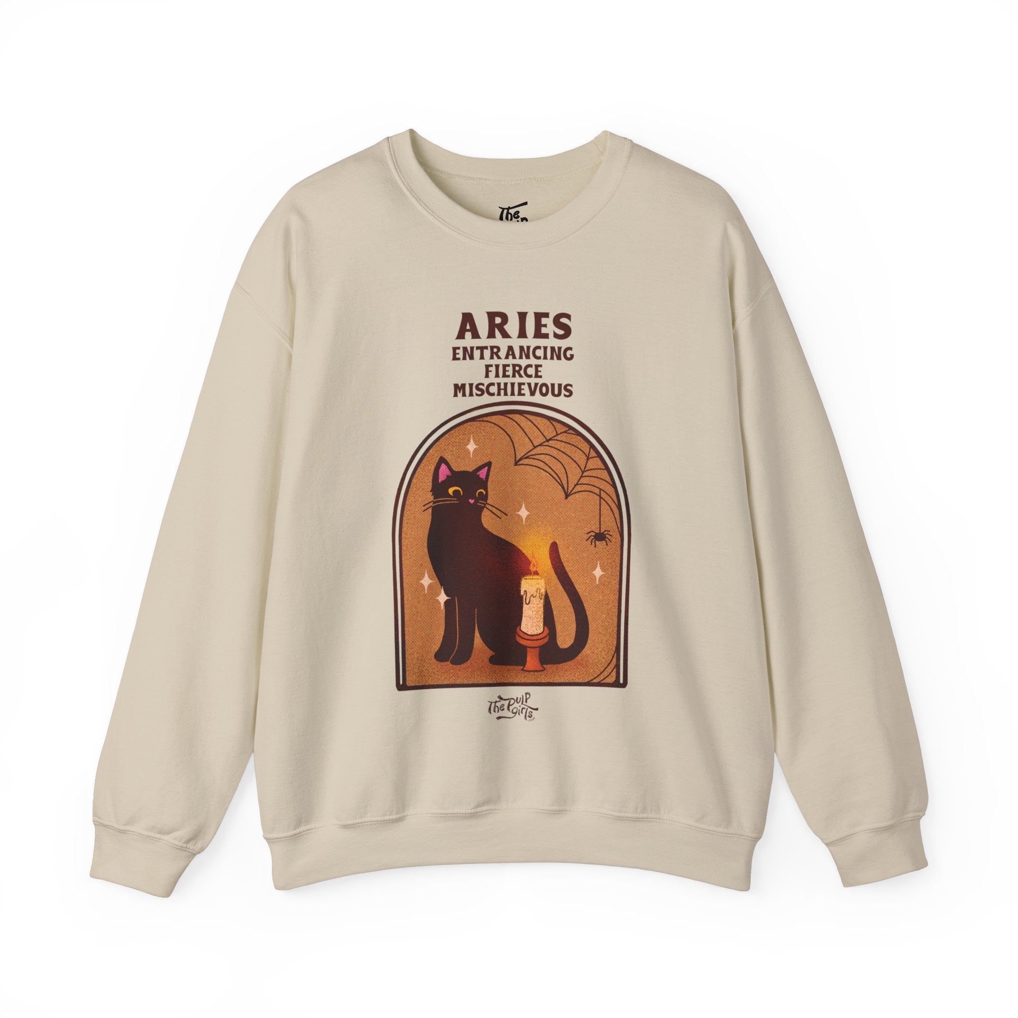 Spooky Aries Cat Astrology Crewneck