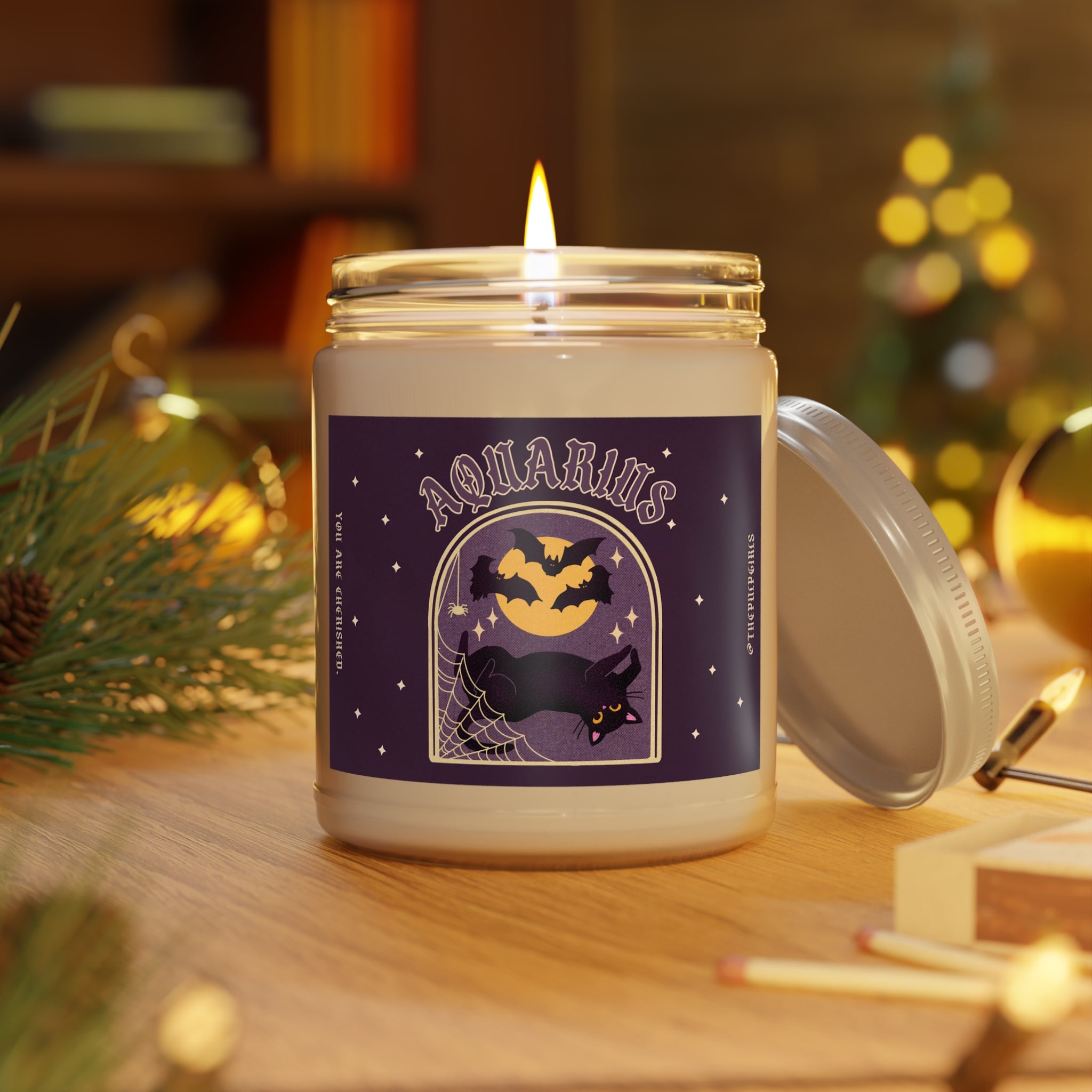 Aquarius Spooky Cat Astrology Candle