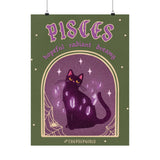 Pisces Spooky Cat Astrology Art Print