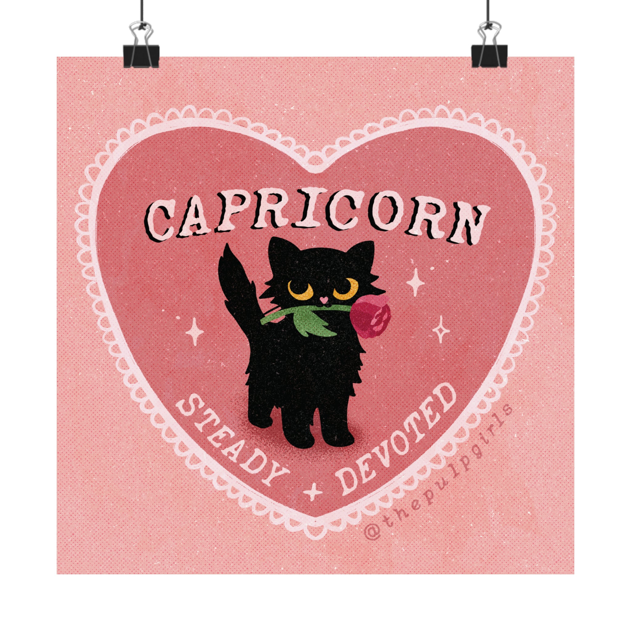 Capricorn Love Cat Art Print