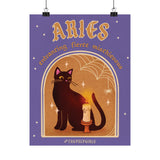 Aries Spooky Cat Astrology Art Print