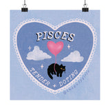 Pisces Love Cat Art Print