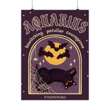 Aquarius Spooky Cat Astrology Art Print
