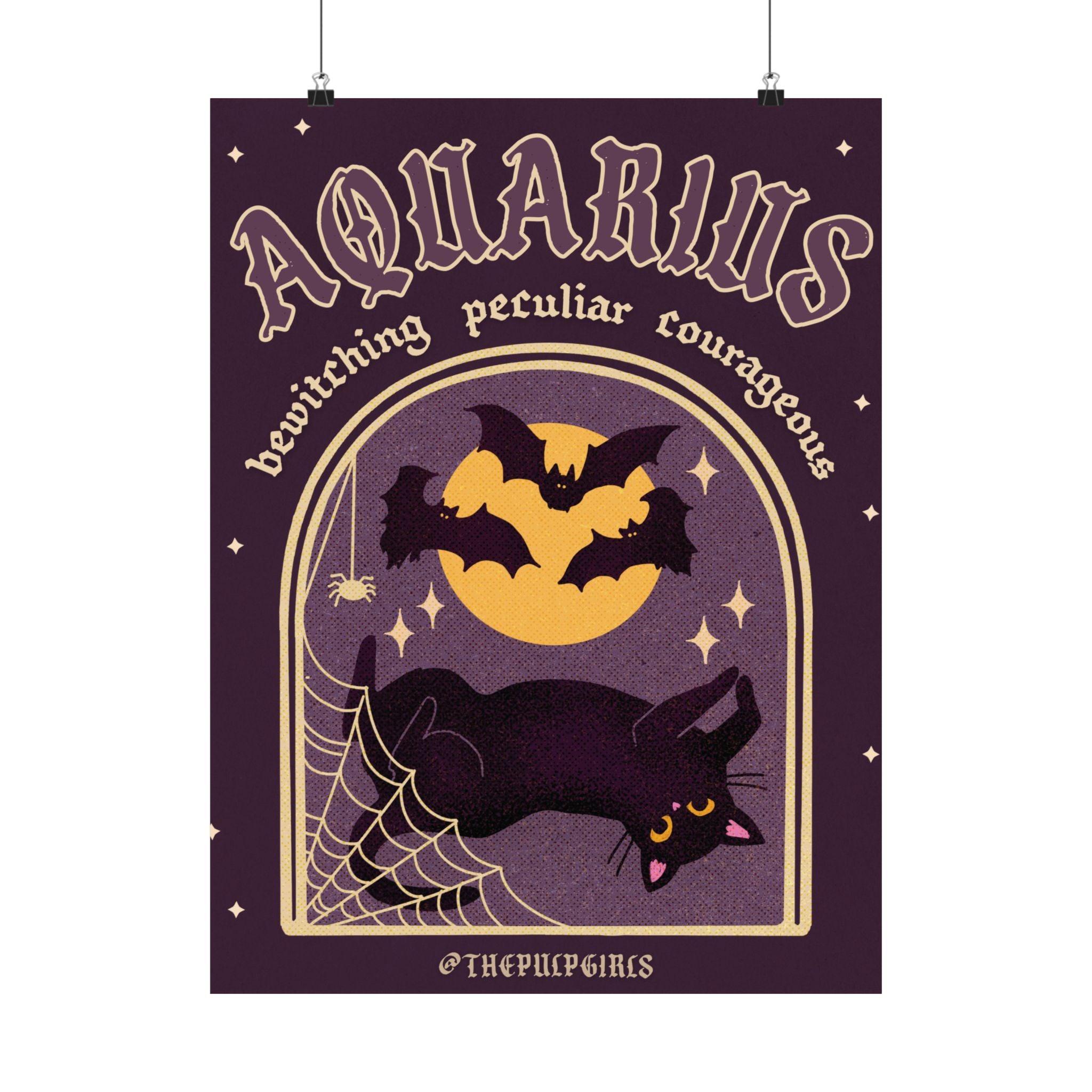 Aquarius Spooky Cat Astrology Art Print