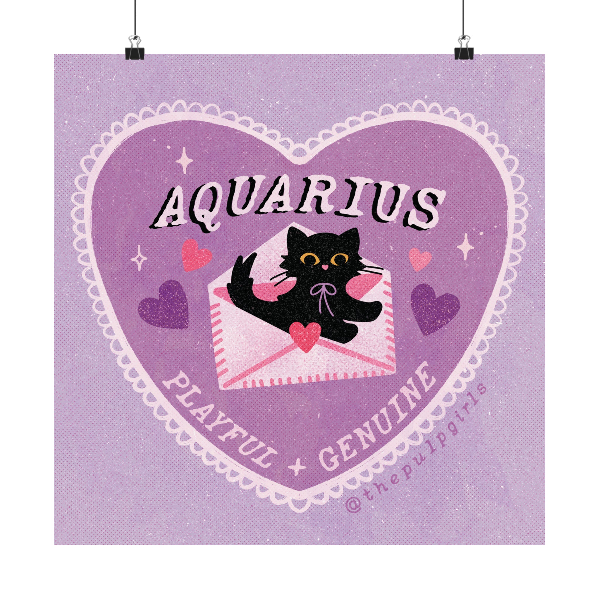 Aquarius Love Cat Art Print