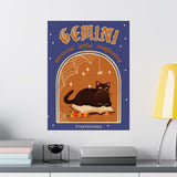 Gemini Spooky Cat Astrology Art Print