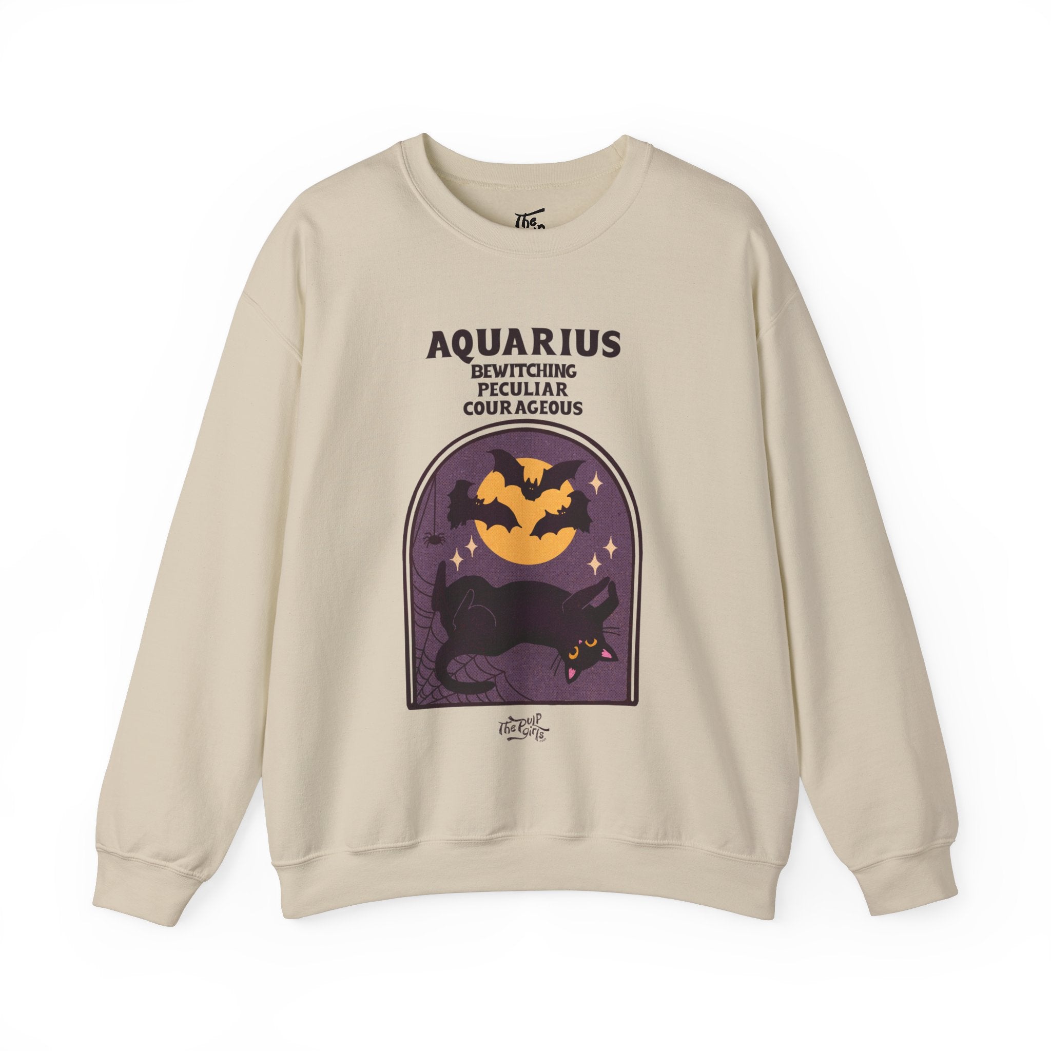 Spooky Aquarius Cat Astrology Crewneck