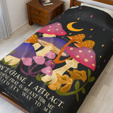 “I Don’t Chase, I Attract” Mushroom Affirmation Blanket