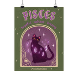 Pisces Spooky Cat Astrology Art Print