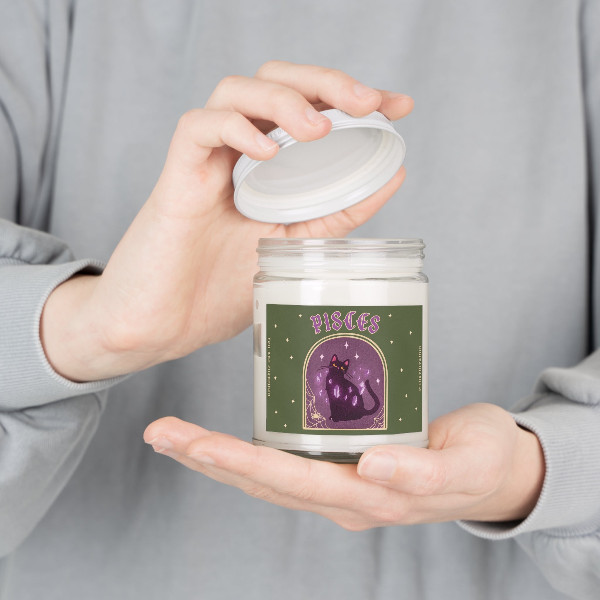 Pisces Spooky Cat Astrology Candle