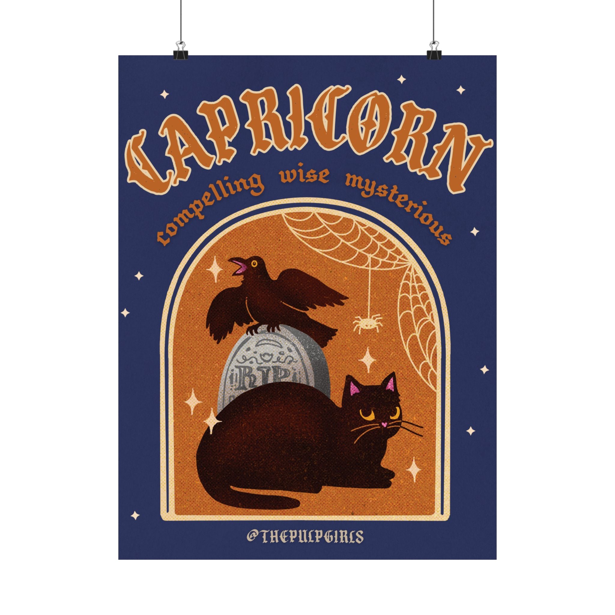 Capricorn Spooky Cat Astrology Art Print