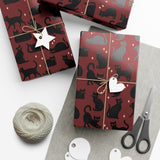 Black Cat Wrapping Paper - Vineyard Red