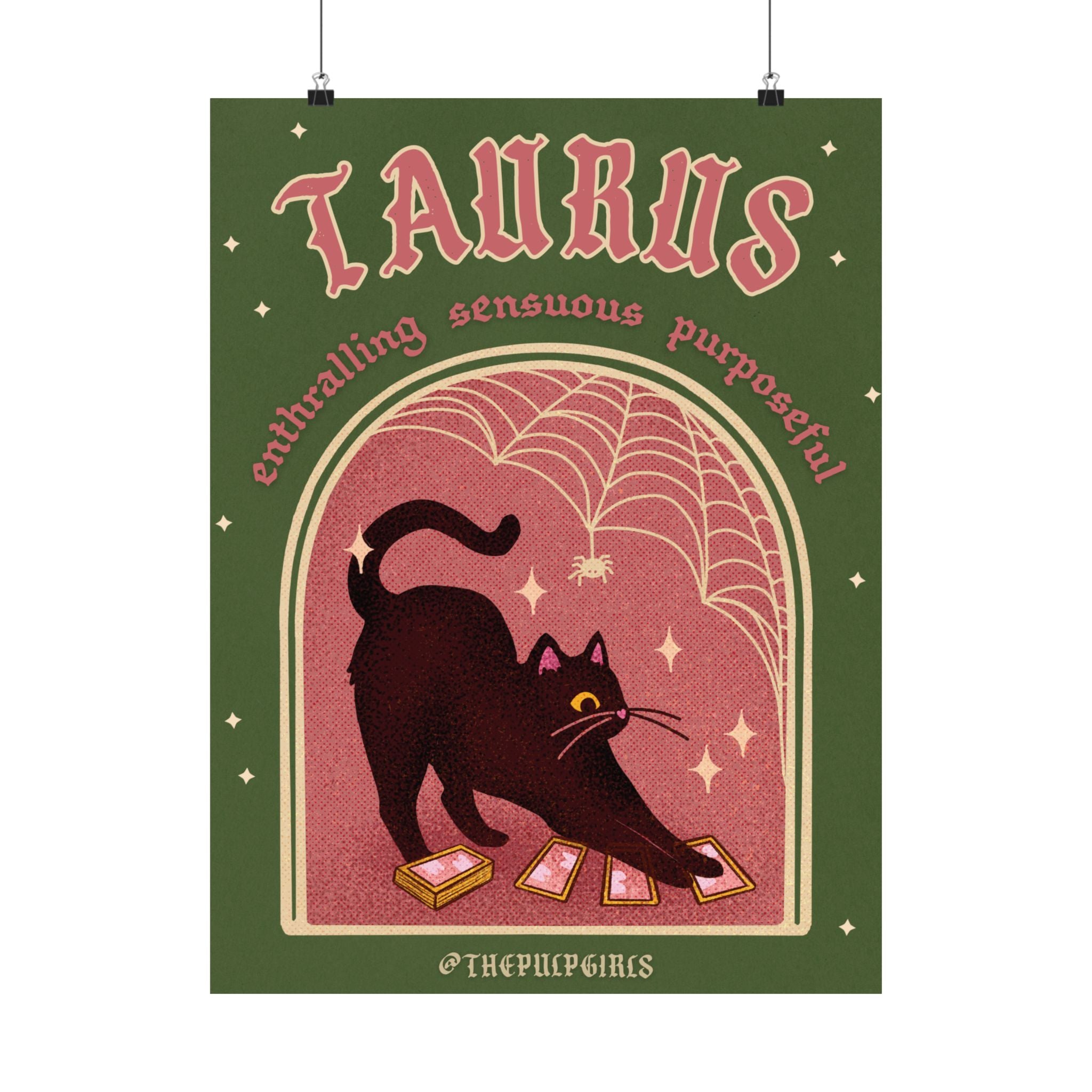 Taurus Spooky Cat Astrology Art Print