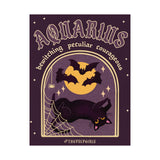 Aquarius Spooky Cat Astrology Art Print