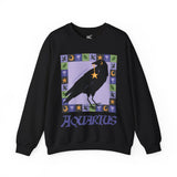 Aquarius Whimsical Crow Crewneck Sweatshirt